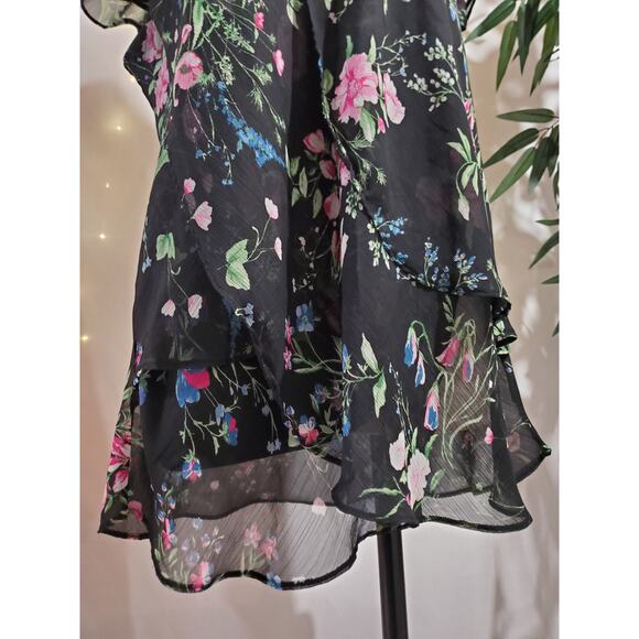 Roz & Ali Sheer Dark Floral Layered Blouse Sz 2X Black Whimsigoth Fairy Grunge - Picture 6 of 12